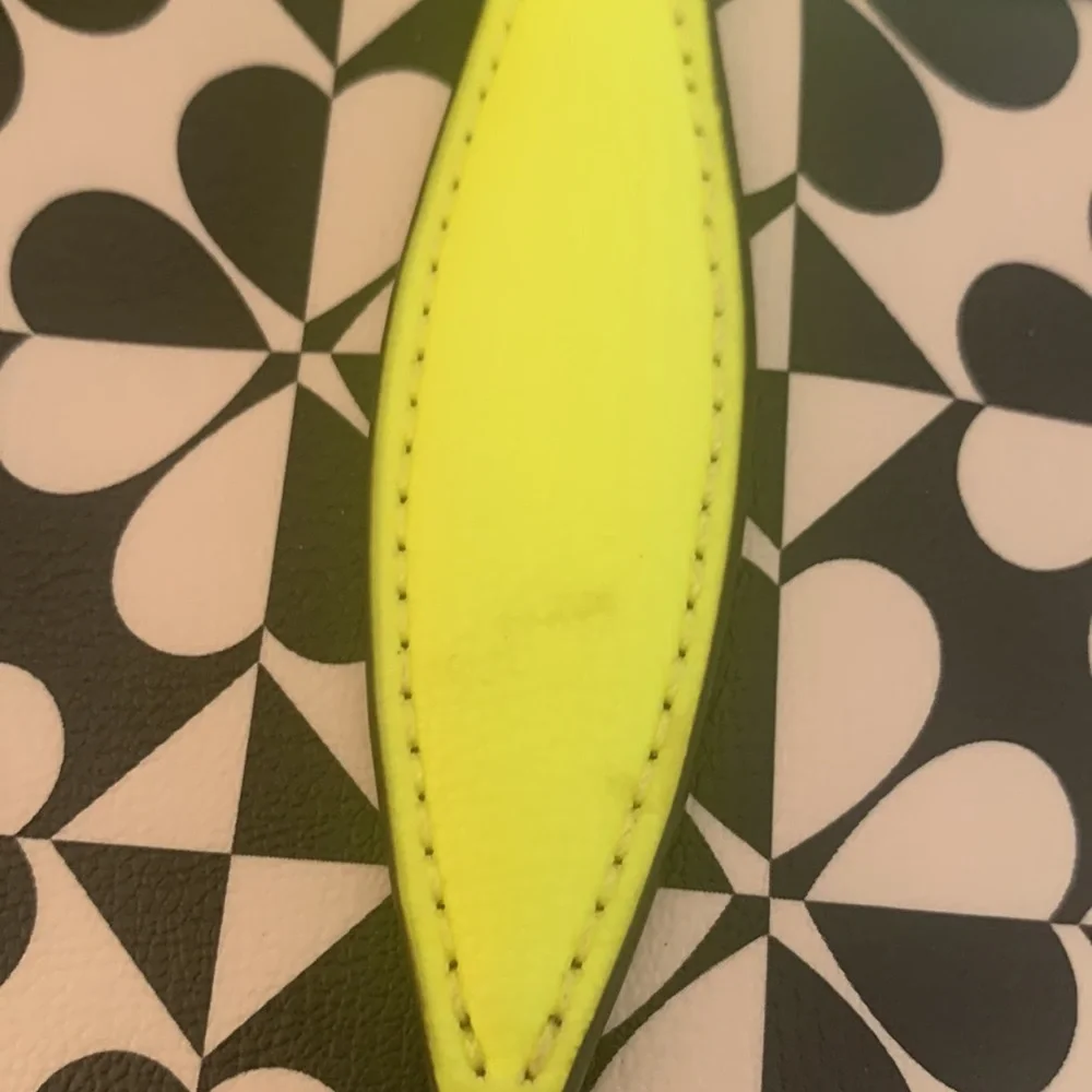 kate spade Black and White Floral Tote with Neon Yellow Trim